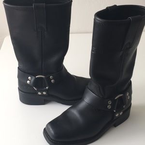 Black Leather Motorcycle Boots
